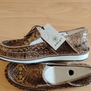 Ariat Men's Textured Brown Slip-On Loafers